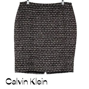 Calvin Klein Black Burgundy Woven Pencil Skirt Size 12